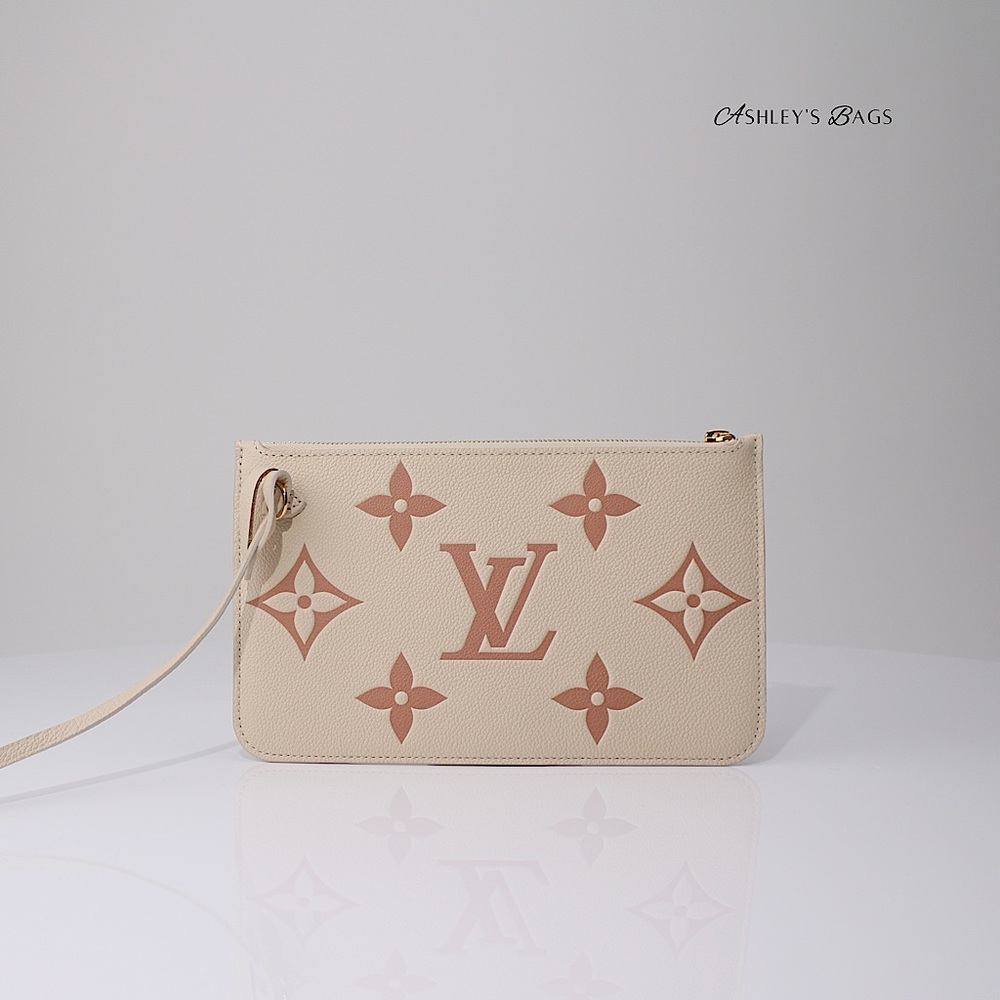 Louis Vuitton MM Neverfull Monogram Empreinte Giant In Crème Rose Trianon Pink - Picture 11 of 15